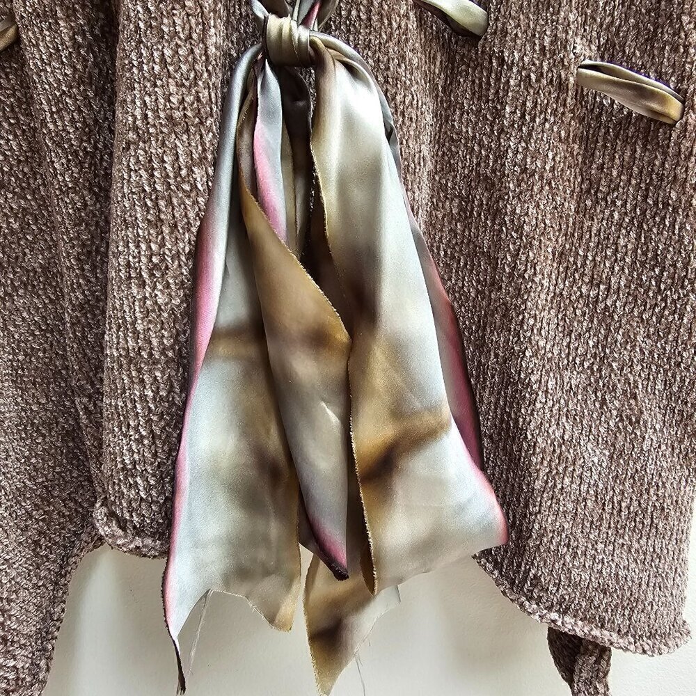 Annie M Knitwear Brown 100% Viscose Chenille Top With Scarf Belt, Made In USA - Picture 7 of 13